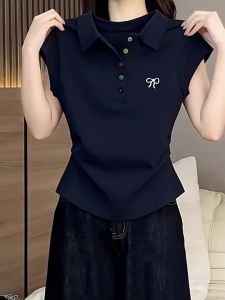 Blue Polo Collar Slim Fit T Shirt
