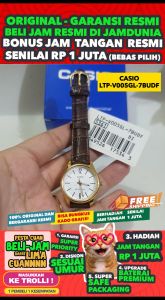 CASIO ORIGINAL - CASIO LTP-V005GL-7B - WOMEN - Red Gold White - Strap Kulit - Jam dunia JD18ST Jam Tangan Wanita Cewek Anti Air Digital Analog + CASIO LTP V005GL 7B LTP-V005GL V 005 GL LTPV005 LTP-V005 LTPV005GL LTP-005 V005 $ WR0 STK KC7
