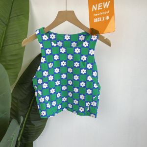 Fashionable Yoga Vest Womens Short Printed Outerwear Shock Absorption Gathered with Chest Pad Sports Top Breathable Moisture Wicking Nylon