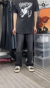 Plus Size Large Stretchable High Waist Jeans For Men Fat Straight Thin Loose Elastic High-Quality Jeans