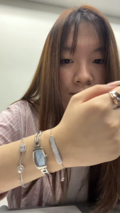 MILLENNE Made For The Night Bold Studded Drawstring Cubic Zirconia Rhodium Bracelet with 925 Sterling Silver