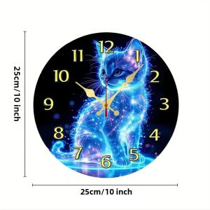 Đồng Hồ Treo Tường Tròn Bằng Gỗ Blue Cat Trang Trí Nhà Treo Im Lặng Thích Hợp Cho Phòng Khách Văn Phòng Phòng Ngủ Phòng Học