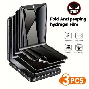3-pcs Fold Privacy Hydrogel Film full coverage Screen Protector Fingerprint Compatible Compatible With Samsung Galaxy
