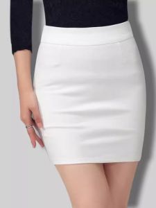 White Elastic Business Womens Mini Skirt Trendy Slim Fit Hip Covering Short Skirt Spring New Arrival Silk Material