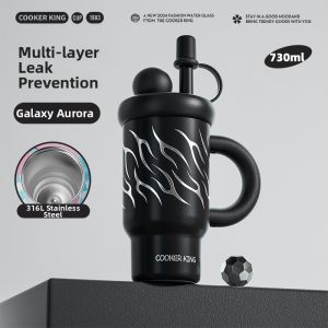 COOKER KING | Ceramic Insulated Cup With Straw