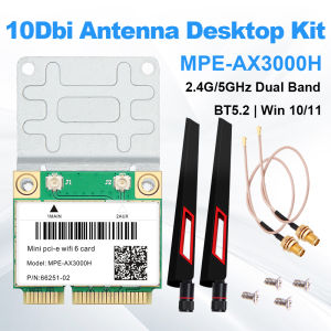 Fenvi | WiFi 6 Mini PCI-E Card MPE-AX3000H Dual Band 2.4G/5GHz Bluetooth 5.2 Network Adapter 3000Mbps for Windows 10/11 Laptop PC