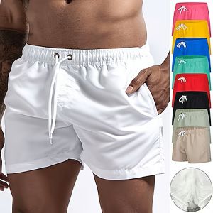 Mens Swim Shorts Swim Trunks Quick Dry Board Shorts Bathing Suit Breathable Drawstring With Pockets for Surfing Beach Summer