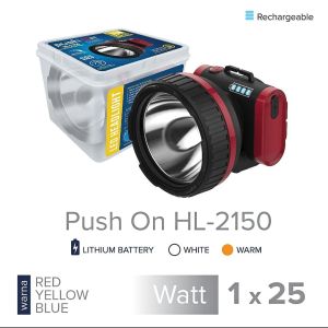 PUSH ON 2150 Senter Kepala LED 25 Watt Headlight Rechargeable Headlamp Led Putih