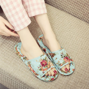 Couples Linen Fabric Indoor Slippers Quiet Home Slippers Female Style Korean Version Summer Autumn Season Youth Suitable