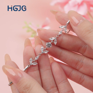 Lắc Tay Bạc 925 HGJG Thiết Kế Đính Đá Sang Trọng Kiểu Dáng Thanh Lịch Tinh Tế Phụ Kiện Thời Trang