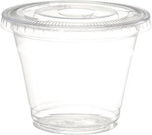 9oz or 270ml Clear Plastic Cups with Lids Disposable Cups with Flat Lids Ideal for Ice CreamCold Drinks Fruits Snacks Container