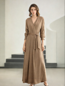 COCOBELLA | Wrap Shimmer Satin Long Sleeve Dress