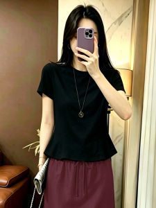 TIANQIANHUI | Unique Beautiful Short Sleeve T-Shirt Satin Skirt Summer Set