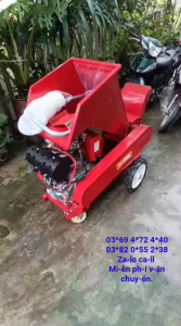 Máy băm cành cây dọn vườn 4 lưỡi băm động cơ d.ầu 13hp có bánh xe đẩy tiện lợi