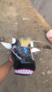 MUMER BANTENGAN / BANTENG KEPRUK TANDUK ASLI / SUNGU ASLI MAINAN KESENIAN TRADISIONAL BAHAN KAYU.
