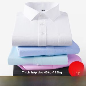 Áo Sơ Mi Nam Tay Dài Dáng Rộng Màu Trơn Cỡ Lớn Áo Sơ Mi Công Sở Tay Ngắn Thường Ngày Mùa Xuân 2024 Áo Sơ Mi Nam