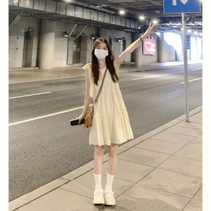 2024 Summer New Small Size Strapless Neck Hanging Dress Womens Fashion Beach Vacation Fairy Beach Polyester Knitted A-Line Skirt