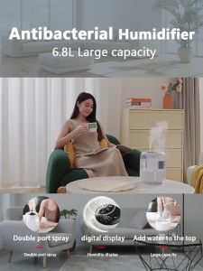 YIOMIO (1 Year Warranty) 3600ML Ultrasonic Humidifier Air Purifier Diffuser Humidifier for Bedroom LED Night Light Type-C Ultrasonic Air Humidification Dual Holes Atomized Aromatherapy with water Essential oil