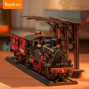Ruolai Robotime Steam Train Wooden Building Blocks Toy Model 3D 3D Puzzle Model Puzzle Send Boy Gift