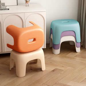 Thickened Plastic Stool Home Use Childrens Low Stool Living Room Sofa Stool Bathroom Anti-slip Small Chair Stackable Modern Simple Style