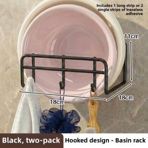NIFENG | Drill-Free Wall-mounted Pot Rack with Hook Storage