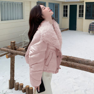 MANWUJINGLING| style Womens Winter Short Puffer Jacket Pink