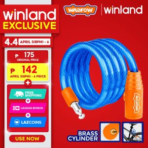 Wadfow by Winland 12mm x 800mm | 12mm x 1200mm | 15mm x 1200mm Bicycle Lock / Safety Lock with 2 pcs Iron Keys WAD-HT