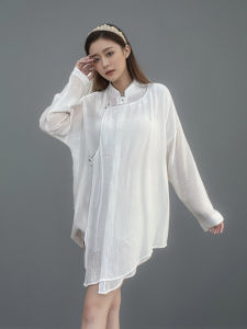 Mongolian Elements Ladies Casual Thin Long Sleeve Shirt Ethnic Style Dance Clothing Sun Protection Top Fashionable Loose Fit