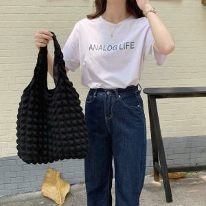 Stylish Cloud Folded Puff Single Shoulder Bag Womens Commuter Large Capacity Armpit Bag Simple Match Daily Tote Bag