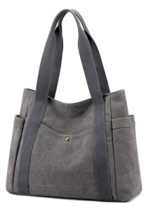 New Style Portable Japanese and Korean Canvas Shoulder Bag Womens Bag Large Capacity Multi-Bag Fabric Bag Leisure Work Solid Color Tote Bag