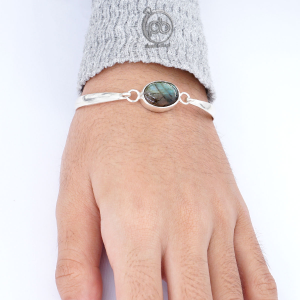 Gelang Bangle Wanita Perak 925 Asli Labradorite Natural Labriana