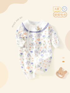 Newborn Clothes Spring and Autumn Jumpsuit Long Sleeves Baby Girl Floral Full Moon Romper Newborn Baby Spring Gown