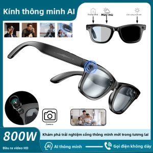 Kính Thông Minh LIGE Với Camera 800W Pixel Giảm Tiếng Ồn Nhận Dạng AI Dịch Thuật Chống Ánh Sáng Xanh Kính Râm Tương Thích Bluetooth
