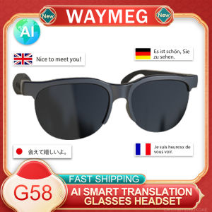 G58 AI Glasses Translation Earphone Bluetooth 5.4 HD Mic Call Sunglasses Multi-function Outdoor Tourism Sports Stereo Headphones