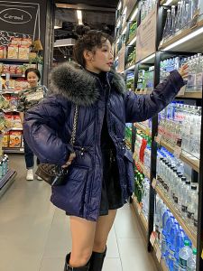 Fashionable Womens down Jacket Winter High-end Cotton Coat Fur Collar Trendy Casual Bread Style Outerwear New 2025