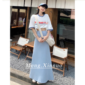 Dark Gray Skirt Womens Summer Mid Length Long Length Sheath Mermaid Dress Leg Covering Thick Casual Versatile Slimming A- line Dress