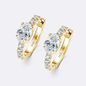JoyceJelly 925 Sterling Silver 1ct Oval Moissanite Earrings For Women Lab Created Diamond Jewelry Ear Hoops Elegant Lady Choice