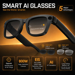 Smart Glasses AI Assistant 800W HD Camera Photo Video Recording Voice Control Real Time Translator Smart Sunglasses Men Women