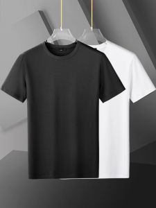 Vantour Mens Slim Fit Short Sleeve T-Shirt round Neck Pure Color Summer Breathable Cotton Polyester Basic Inner Shirt