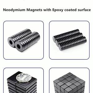 2024black epoxy coated neodymium magnet round strong small magnets waterproof rustproof friction fridge whiteboard magnetic button