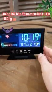 Đồng Hồ Để Bàn LED Màn Hình LCD Báo Thức Cảm Biến Âm Thanh