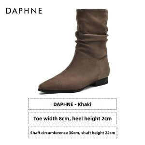 Daphne | Black Pointed-toe Flat Martin Style Short Boots