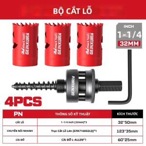 Bộ Mũi Khoan Geinxurn Với Trục Lục Giác 1/4 Inch Khớp Nối Nhanh Tương Thích Với Nhiều Loại Mũi Khoan Độ Sâu Cắt 1-1/2 Inch Dụng Cụ Cắt Lỗ.