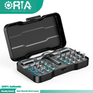 ชุดไขควงวงล้อที่มีความแม่นยำของ ORIA ประแจเฟืองล้อแม่เหล็กชุดไขควงใช้ในบ้านพกพา6.35มม. ชุดเครื่องมือซ่อมแซมภายในบ้าน24ชิ้นสำหรับการบำรุงรักษาอิเล็กทรอนิกส์ DIY ของเฟอร์นิเจอร์จักรยานคอมพิวเตอร์