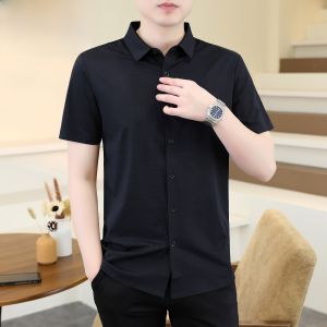 HENGYUANXIANG | Hengyuanxiang Ice Silk Short Sleeve Shirt Mens Summer Cool Feeling Casual Pure Color Dads Remodeling Half Sleeve Shirt Men