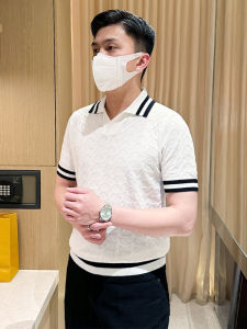 Áo Thun Polo Cổ Polo Tay Ngắn Dệt Kim Cổ Điển Của Anh Dành Cho Nam Thời Trang Mới Sọc Nhiều Màu Áo Sơ Mi Nam Mùa Hè