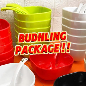 PAKET HEMAT Alat makan Melamin 12pcs | 6 Mangkok + 6 Sendok | Tidak Mudah Pecah