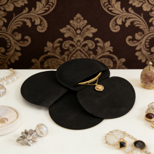 5Pcs Adorable 7x7cm Round Microfiber Jewelry Pouches for Rings Earrings and Bracelets as Wedding Favors & Accessory Organizer