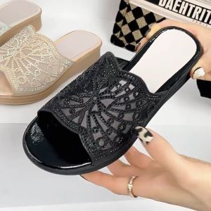 Sandal Pesta Kondangan Wanita Flat Teplek Premium - Sendal Wedges Selop Cewe Kekinian