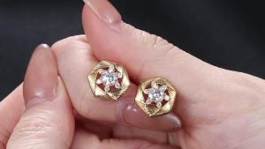 APIR Snowflake Hexagon Moissanite Stud Earrings for Women 925 Silver 14K Gold Plated Diamond Studs Party Wedding Fine Jewelry